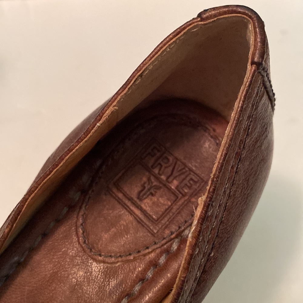 Frye Brown Leather Block Heel Pumps - Picture 4 of 7